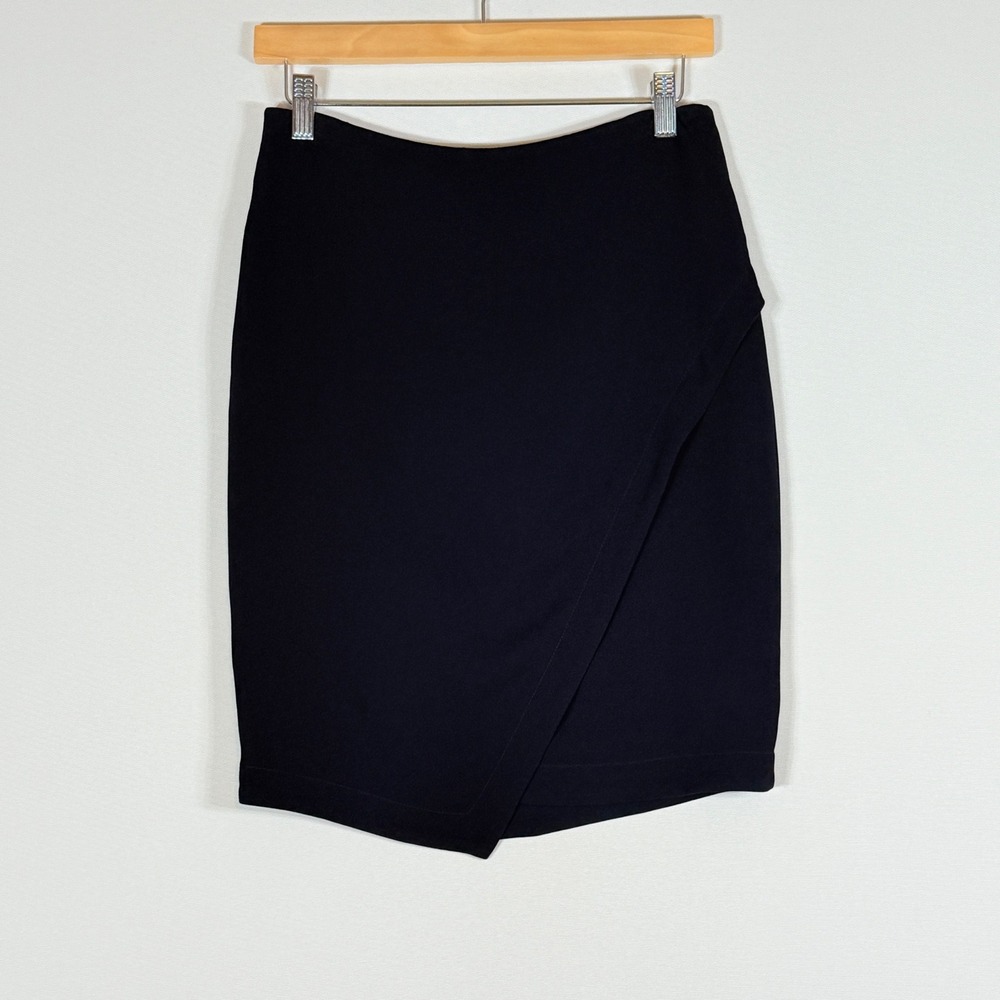 Yigal Azrouël Wrap Mini Skirt Womens‎ 2 Black Asymmetrical Office Professional